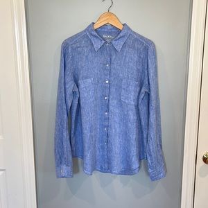 Lilly Pulitzer  Sea View Linen Button Up Shirt